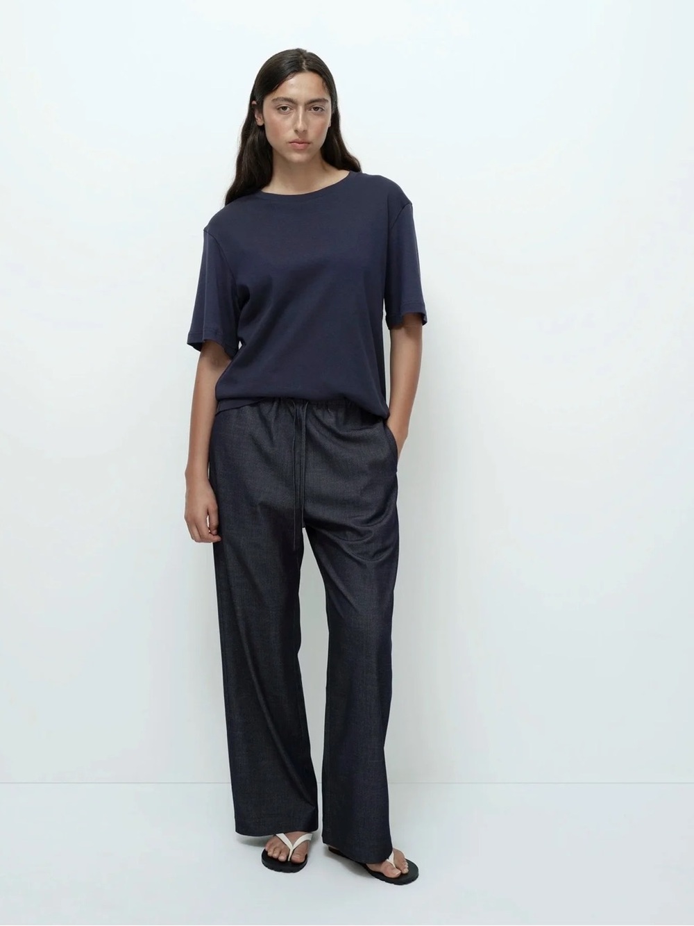 MIJEONG PARK DENIM DRAWSTRING PANTS - DENIM